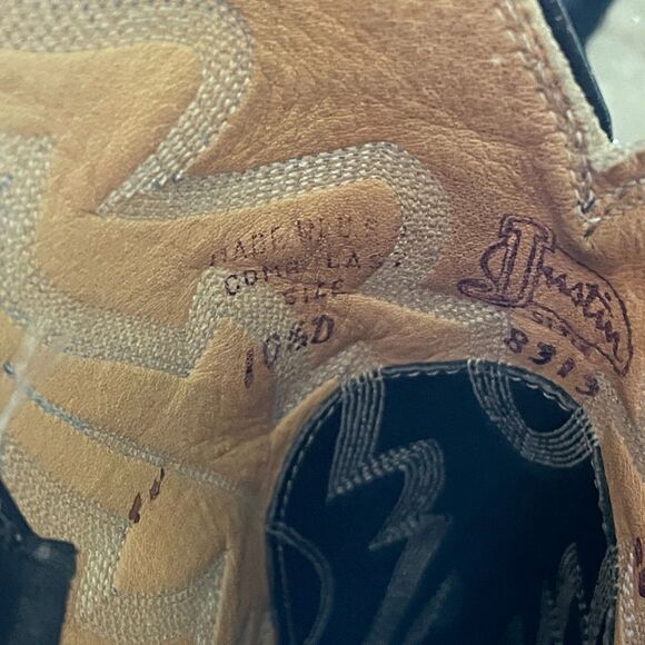 Justin Cowboy Boots Men’s 10.5‎ D Black Leather Western Vintage Pull On - Picture 6 of 9